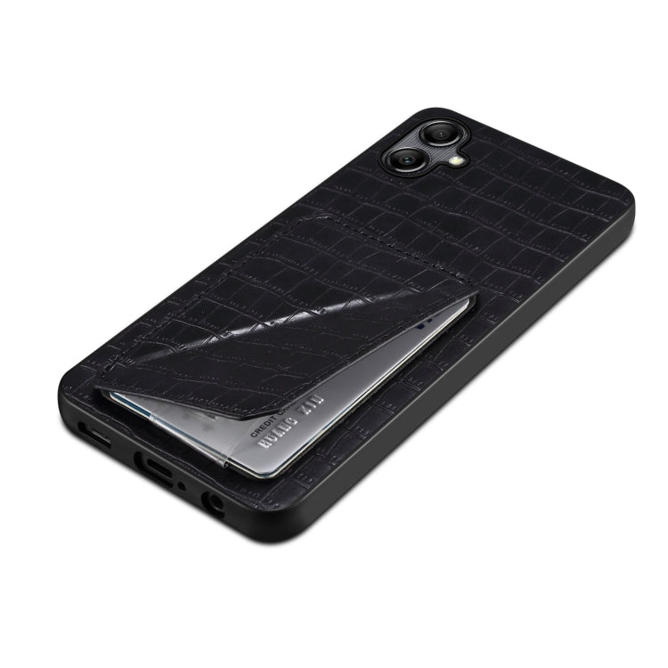 For Samsung Galaxy S23 5G Denior Imitation Crocodile Leather Back Phone Case with Holder(Black) - Galaxy S23 5G Cases by Denior | Online Shopping UK | buy2fix