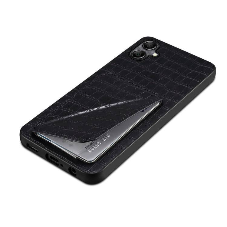 For Samsung Galaxy S24 5G Denior Imitation Crocodile Leather Back Phone Case with Holder(Black) - Galaxy S24 5G Cases by Denior | Online Shopping UK | buy2fix