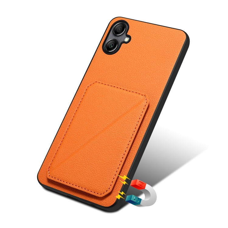 For Samsung Galaxy S24 Ultra 5G Denior Imitation Calf Leather Back Phone Case with Holder(Orange) - Galaxy S24 Ultra 5G Cases by Denior | Online Shopping UK | buy2fix
