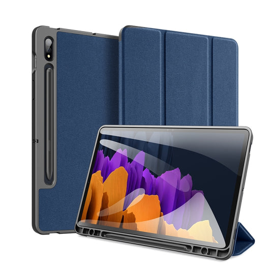 For Samsung Galaxy Tab S7 11 inch DUX DUCIS Domo Series Horizontal Flip Magnetic PU Leather Case with Three-folding Holder & Sleep / Wake-up Function & Pen Slot(Blue) - Other Galaxy Tab PC by DUX DUCIS | Online Shopping UK | buy2fix