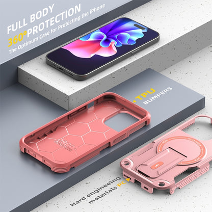 For iPhone 14 MagSafe Holder Armor PC Hybrid TPU Phone Case(Pink) - iPhone 14 Cases by buy2fix | Online Shopping UK | buy2fix