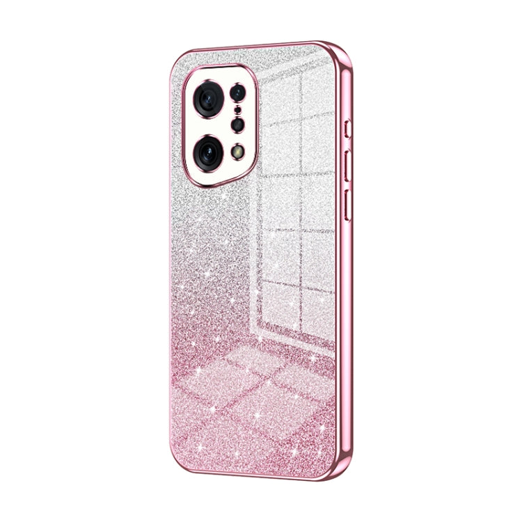 For OPPO Find X5 Gradient Glitter Powder Electroplated Phone Case(Pink) - OPPO Cases by buy2fix | Online Shopping UK | buy2fix