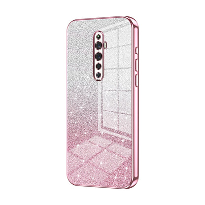 For OPPO Reno2 Z / Reno2 F Gradient Glitter Powder Electroplated Phone Case(Pink) - OPPO Cases by buy2fix | Online Shopping UK | buy2fix