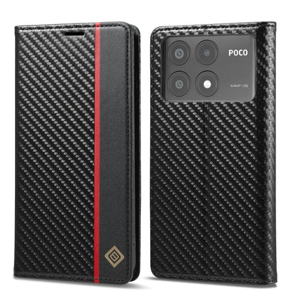 For Xiaomi Poco X6 Pro 5G LC.IMEEKE Carbon Fiber Texture Flip Leather Phone Case(Vertical Black) - Xiaomi Cases by LC.IMEEKE | Online Shopping UK | buy2fix