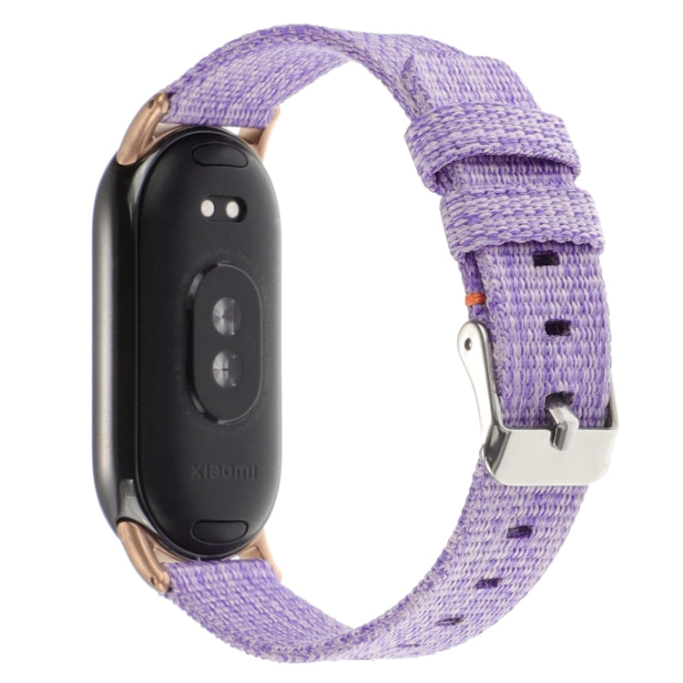 For Xiaomi Mi Band 8 Nylon Canvas Watch Band(Lavender Purple) - Watch Bands by buy2fix | Online Shopping UK | buy2fix