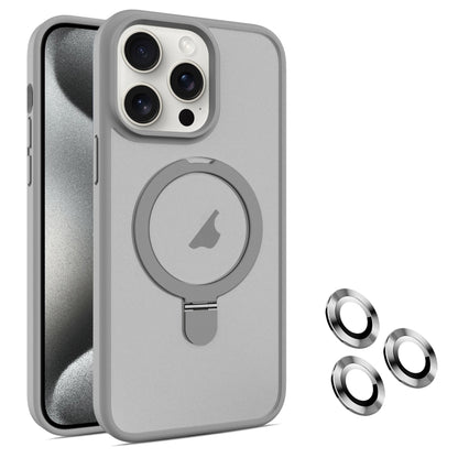 For iPhone 15 Pro MagSafe Magnetic Holder Phone Case(Grey) - iPhone 15 Pro Cases by buy2fix | Online Shopping UK | buy2fix