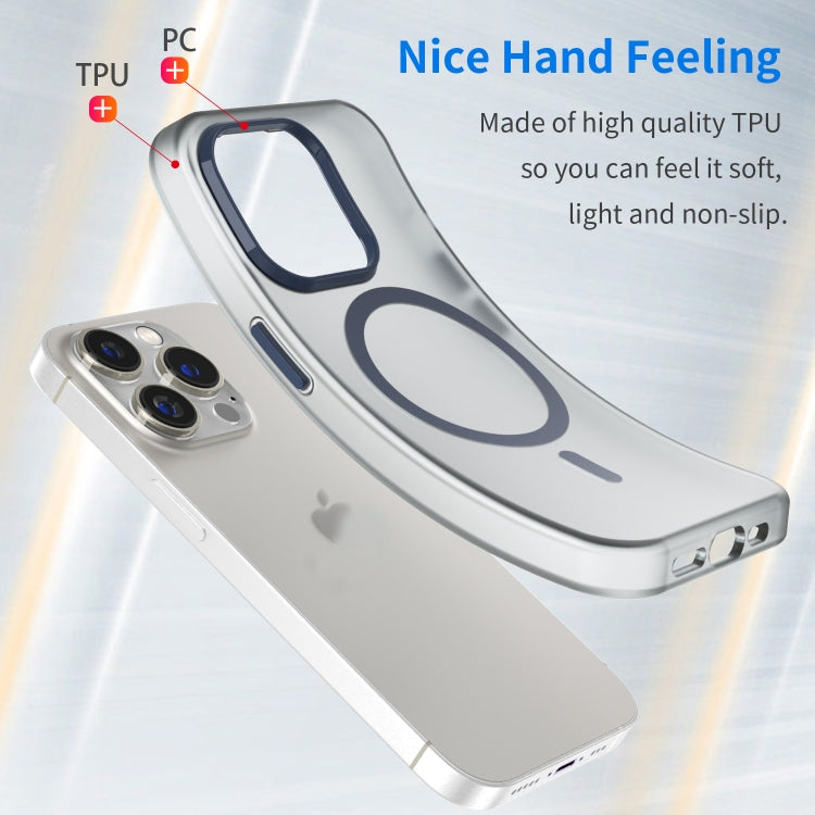 For iPhone 14 Pro MagSafe Frosted Translucent TPU + PC Full Coverage Phone Case(Dark Blue) - iPhone 14 Pro Cases by buy2fix | Online Shopping UK | buy2fix