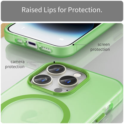 For iPhone 14 Pro MagSafe Frosted Translucent TPU + PC Full Coverage Phone Case(Green) - iPhone 14 Pro Cases by buy2fix | Online Shopping UK | buy2fix