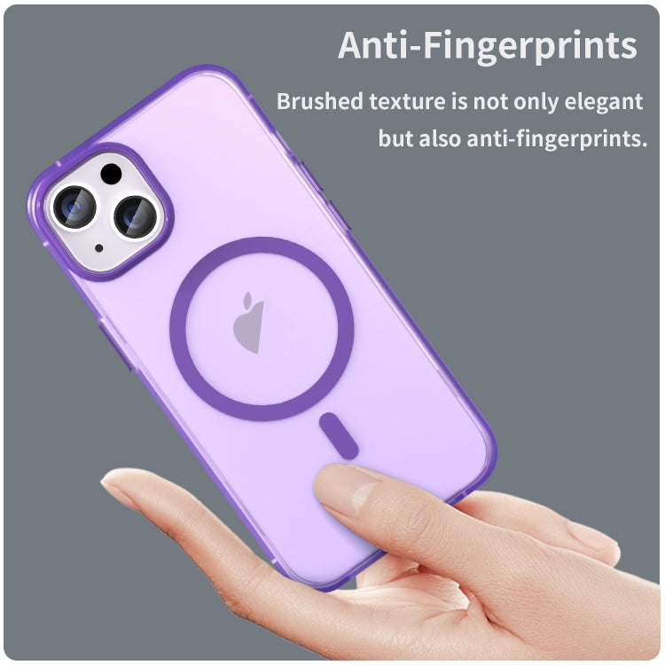 For iPhone 14 MagSafe Frosted Translucent TPU + PC Full Coverage Phone Case(Dark Purple) - iPhone 14 Cases by buy2fix | Online Shopping UK | buy2fix