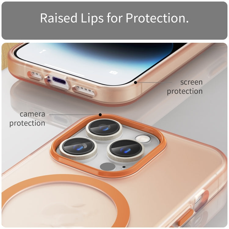 For iPhone 16 Pro Max MagSafe Frosted Translucent TPU + PC Full Coverage Phone Case(Orange) - iPhone 16 Pro Max Cases by buy2fix | Online Shopping UK | buy2fix