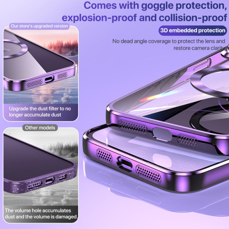 For iPhone 11 MagSafe CD Texture Metal Lens Frame Full Coverage Phone Case(Purple) - iPhone 11 Cases by buy2fix | Online Shopping UK | buy2fix