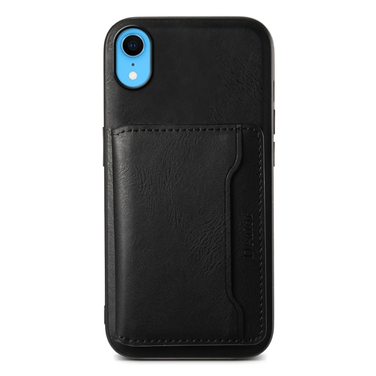 For iPhone XR Denior Cowhide Texture Leather MagSafe Detachable Wallet Phone Case(Black) - More iPhone Cases by Denior | Online Shopping UK | buy2fix