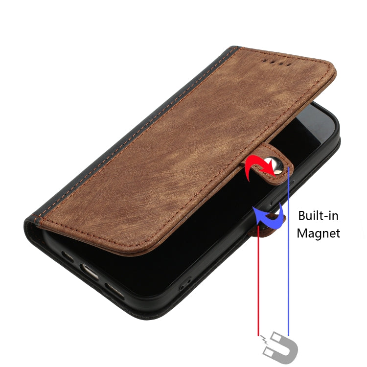 For OnePlus 12 Side Buckle Double Fold Hand Strap Leather Phone Case(Brown) - OnePlus Cases by buy2fix | Online Shopping UK | buy2fix