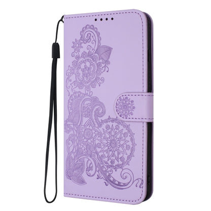 For Google Pixel 9 Datura Flower Embossed Flip Leather Phone Case(Purple) - Google Cases by buy2fix | Online Shopping UK | buy2fix