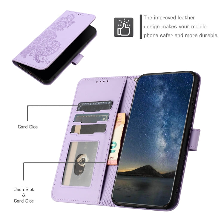 For OnePlus 12 Datura Flower Embossed Flip Leather Phone Case(Purple) - OnePlus Cases by buy2fix | Online Shopping UK | buy2fix