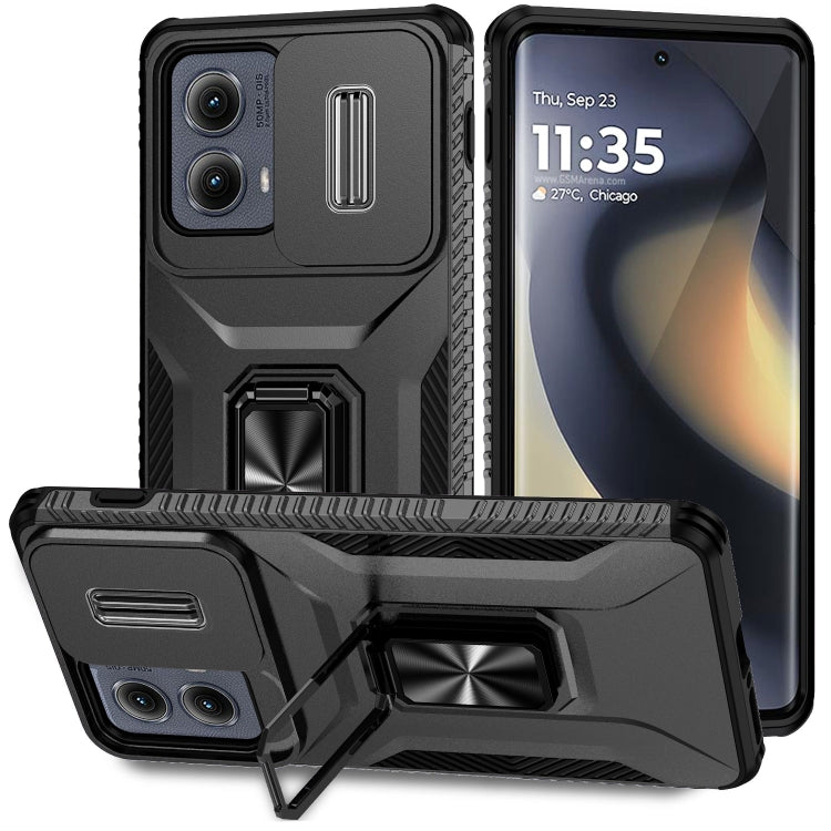 For Motorola Edge 5G 2024 Sliding Camshield Holder Phone Case(Black) - Motorola Cases by buy2fix | Online Shopping UK | buy2fix