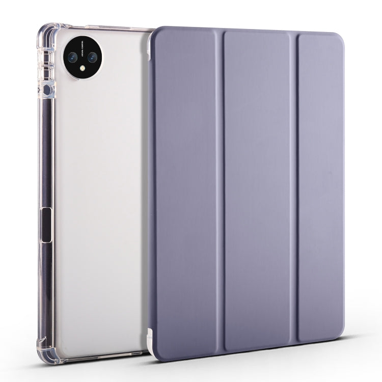 For Huawei MatePad Pro 11 2024 3-fold Clear TPU Leather Tablet Case with Pen Slot(Lavender Purple) - Huawei by buy2fix | Online Shopping UK | buy2fix