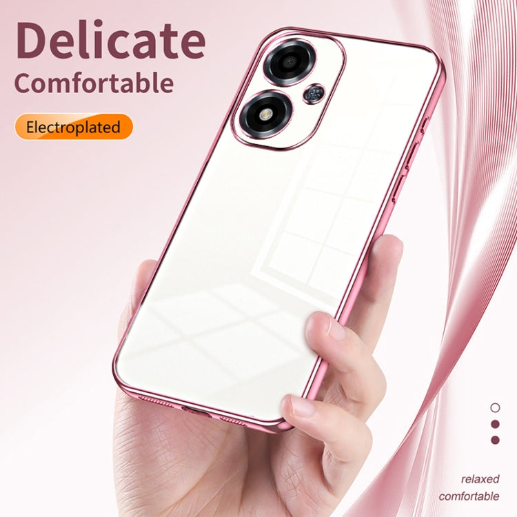 For OPPO A2m Transparent Plating Fine Hole Phone Case(Pink) - OPPO Cases by buy2fix | Online Shopping UK | buy2fix