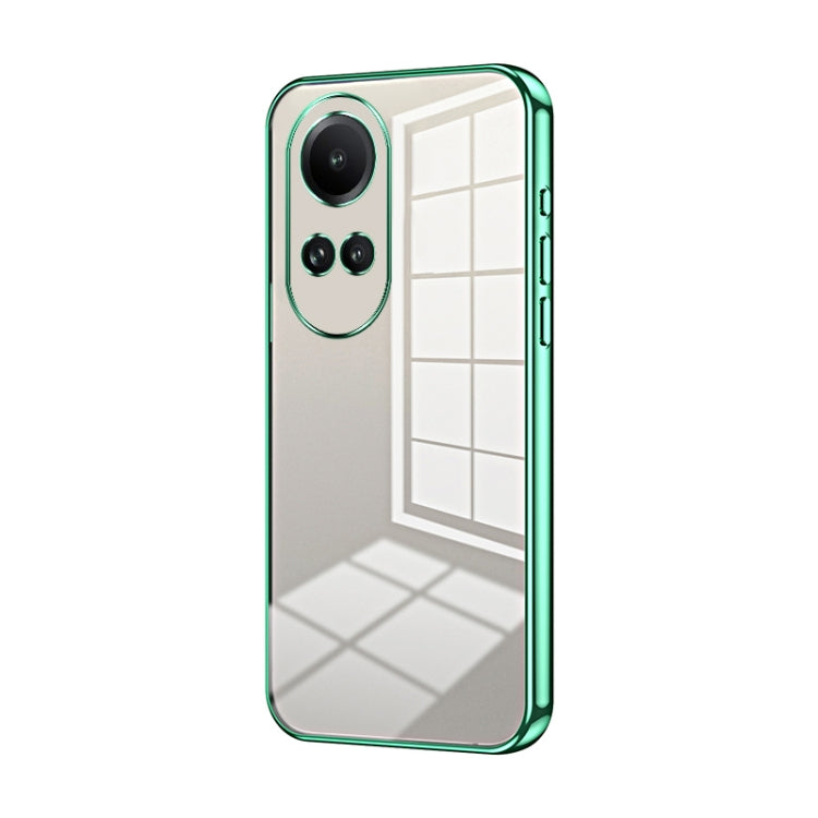 For OPPO Reno10 5G/Reno10 Pro 5G Global Transparent Plating Fine Hole Phone Case(Green) - OPPO Cases by buy2fix | Online Shopping UK | buy2fix