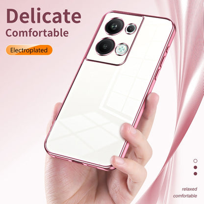For OPPO Reno9 Pro+ Transparent Plating Fine Hole Phone Case(Blue) - OPPO Cases by buy2fix | Online Shopping UK | buy2fix