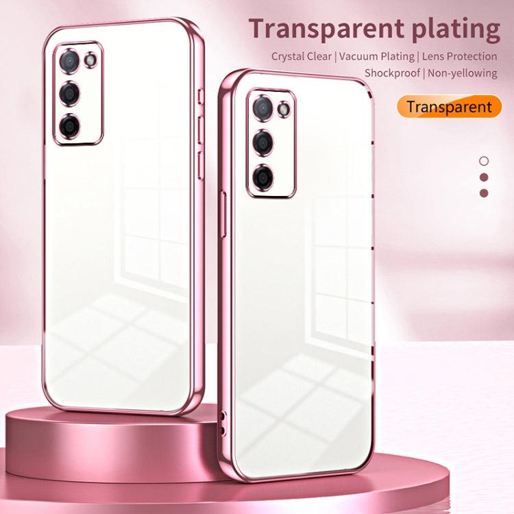 For OPPO A55 5G / A56 / A53s 5G Transparent Plating Fine Hole Phone Case(Purple) - OPPO Cases by buy2fix | Online Shopping UK | buy2fix