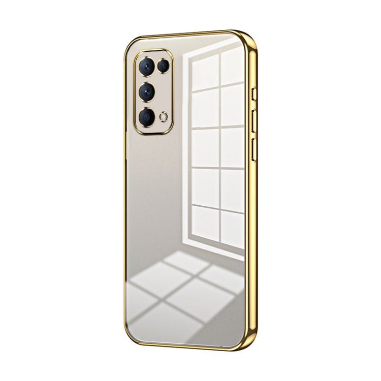 For OPPO Reno5 4G/5G / Reno5 K Transparent Plating Fine Hole Phone Case(Gold) - OPPO Cases by buy2fix | Online Shopping UK | buy2fix