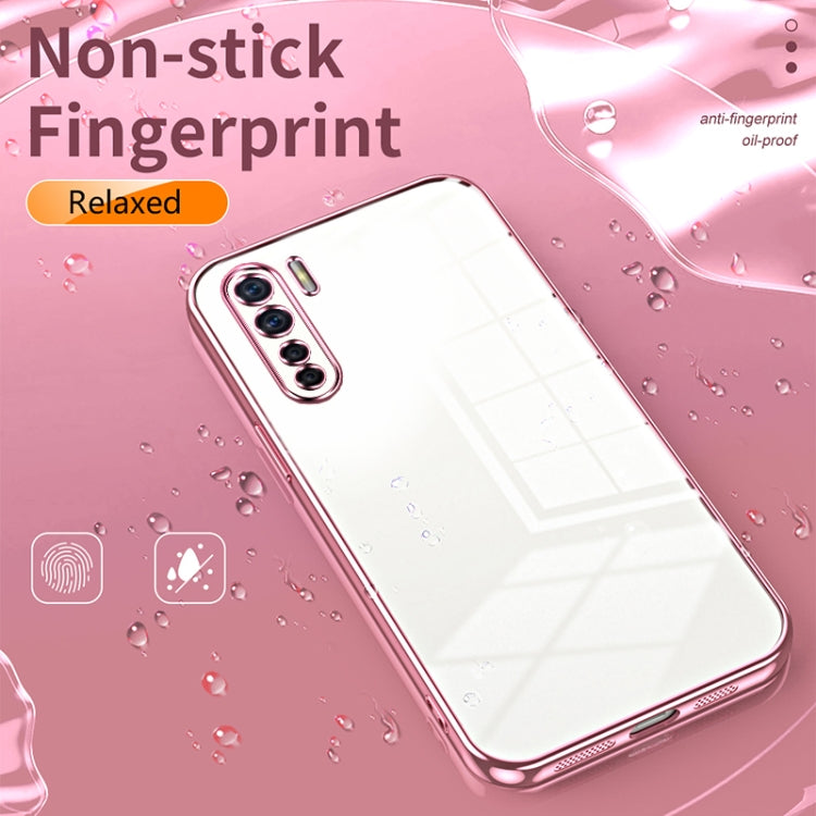 For OPPO A91 Transparent Plating Fine Hole Phone Case(Pink) - OPPO Cases by buy2fix | Online Shopping UK | buy2fix