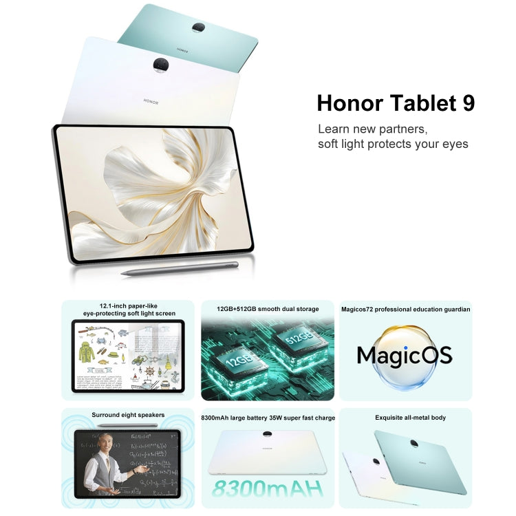 Honor Tablet 9 12.1 inch WiFi, Soft Light 12GB+256GB, MagicOS 7.2 Snapdragon 6 Gen1 Octa Core 2.2GHz, Not Support Google Play(Blue) - Huawei by Huawei | Online Shopping UK | buy2fix