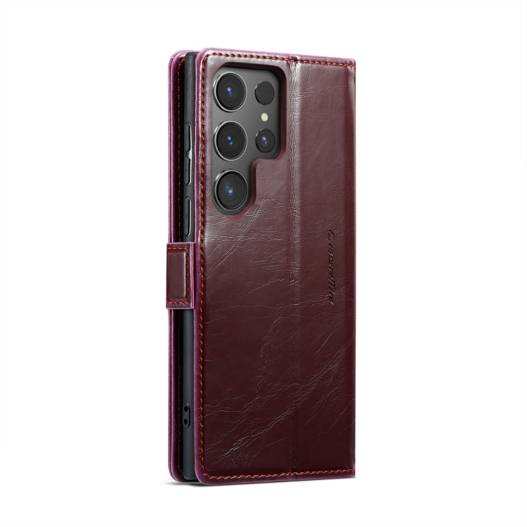 For Samsung Galaxy S24 Ultra 5G CaseMe 003 Crazy Horse Texture Flip Leather Phone Case(Mulberry Red) - Galaxy S24 Ultra 5G Cases by CaseMe | Online Shopping UK | buy2fix
