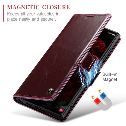For Samsung Galaxy S24 Ultra 5G CaseMe 003 Crazy Horse Texture Flip Leather Phone Case(Mulberry Red) - Galaxy S24 Ultra 5G Cases by CaseMe | Online Shopping UK | buy2fix