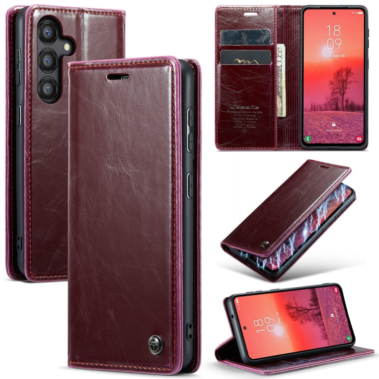 For Samsung Galaxy A35 5G CaseMe 003 Crazy Horse Texture Flip Leather Phone Case(Mulberry Red) - Galaxy Phone Cases by CaseMe | Online Shopping UK | buy2fix