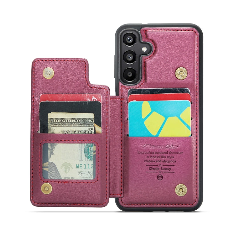 For Samsung Galaxy A55 5G CaseMe C22 PC+TPU Business Style RFID Anti-theft Leather Phone Case(Wine Red) - Galaxy Phone Cases by CaseMe | Online Shopping UK | buy2fix