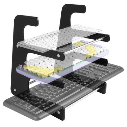 Acrylic Keyboard Storage Bracket Three Layer Keyboard Display Stand(Black) - Shelf & Hooks by buy2fix | Online Shopping UK | buy2fix
