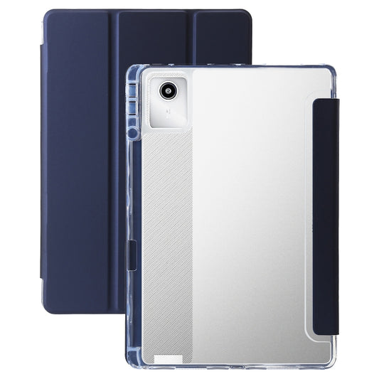 For Lenovo Tab M11 /Xiaoxin Pad 11 2024 Clear Acrylic 3-Fold Leather Tablet Case(Dark Blue) - Lenovo by buy2fix | Online Shopping UK | buy2fix