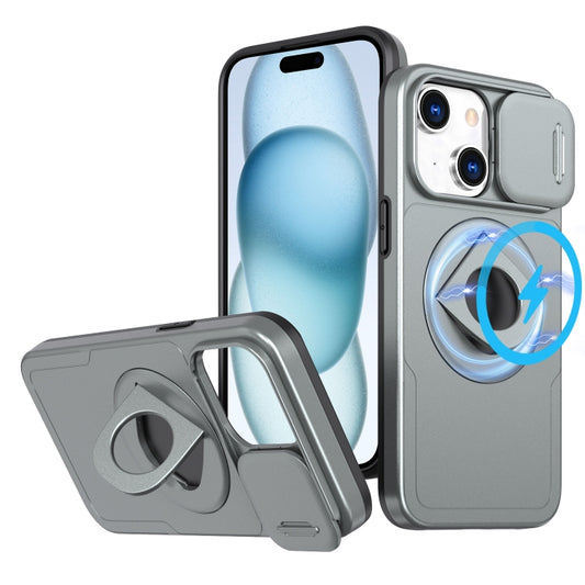 For iPhone 15 Camshield MagSafe Ring Holder Armor Phone Case(Titanium Grey) - iPhone 15 Cases by buy2fix | Online Shopping UK | buy2fix