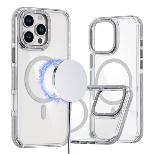 For iPhone 16 Pro Max Dual-Color Clear Acrylic Hybrid TPU MagSafe Phone Case(Grey) - iPhone 16 Pro Max Cases by buy2fix | Online Shopping UK | buy2fix