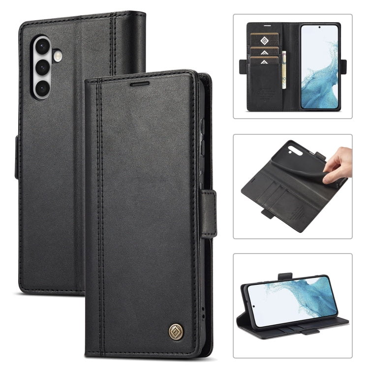 For Samsung Galaxy S23 FE LC.IMEEKE Skin-friendly Card Slots Leather Phone Case(Black) - Galaxy S23 FE 5G Cases by LC.IMEEKE | Online Shopping UK | buy2fix