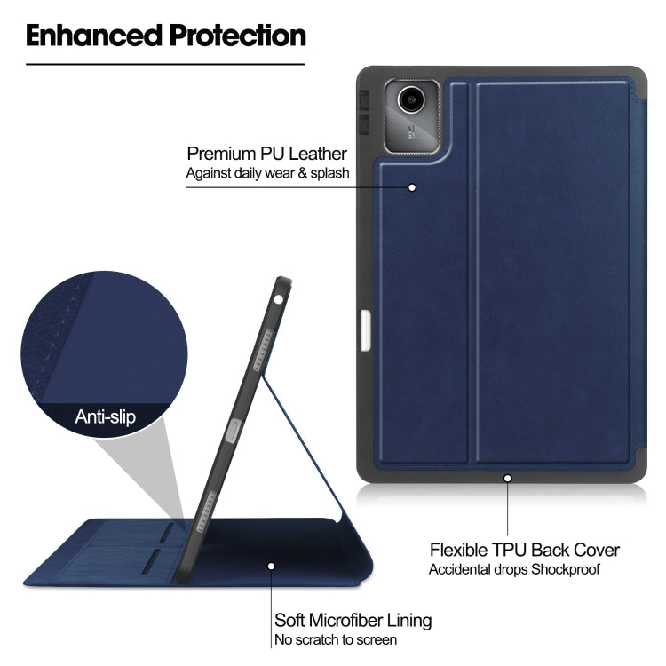 For Lenovo Tab M11/ Xiaoxin Pad 11 2024 Ultimate Pure Color Leather Smart Tablet Case(Dark Blue) - Lenovo by buy2fix | Online Shopping UK | buy2fix