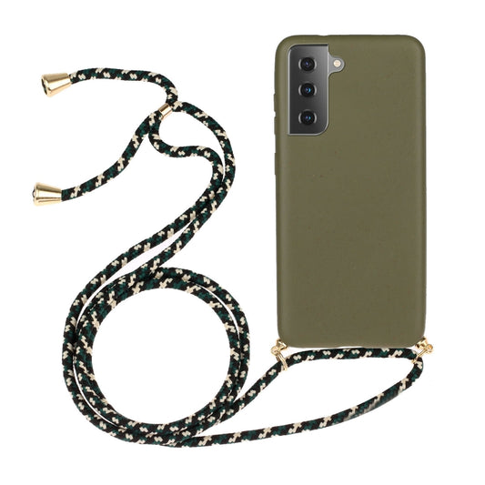 For Samsung Galaxy S24 5G Wheat Straw Material + TPU Phone Case with Lanyard(Army Green) - Galaxy S24 5G Cases by buy2fix | Online Shopping UK | buy2fix