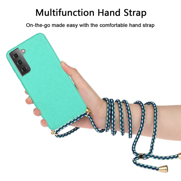 For Samsung Galaxy S24+ 5G Wheat Straw Material + TPU Phone Case with Lanyard(Green) - Galaxy S24+ 5G Cases by buy2fix | Online Shopping UK | buy2fix