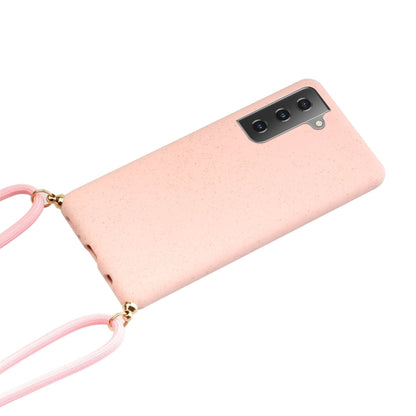 For Samsung Galaxy A35 5G Wheat Straw Material + TPU Phone Case with Lanyard(Pink) - Galaxy Phone Cases by buy2fix | Online Shopping UK | buy2fix