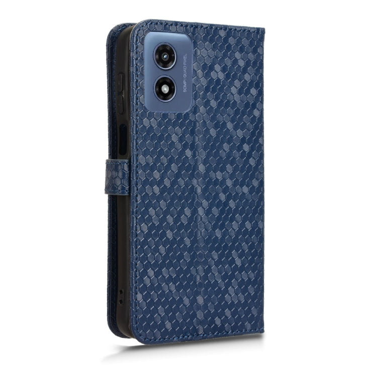 For Motorola Moto G Play 4G 2024 Honeycomb Dot Texture Leather Phone Case(Blue) - Motorola Cases by buy2fix | Online Shopping UK | buy2fix