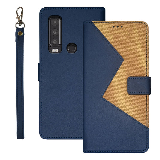 For CAT S75 idewei Two-color Splicing Leather Phone Case(Blue) - More Brand by idewei | Online Shopping UK | buy2fix