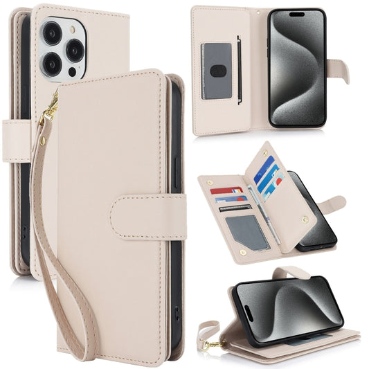 For iPhone 16 Pro Max Multi-Card Wallet RFID Leather Phone Case(Apricot) - iPhone 16 Pro Max Cases by buy2fix | Online Shopping UK | buy2fix