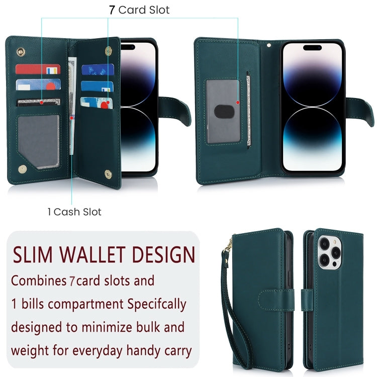 For iPhone 16 Multi-Card Wallet RFID Leather Phone Case(Green) - iPhone 16 Cases by buy2fix | Online Shopping UK | buy2fix