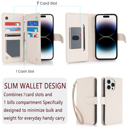 For iPhone 16 Multi-Card Wallet RFID Leather Phone Case(Apricot) - iPhone 16 Cases by buy2fix | Online Shopping UK | buy2fix