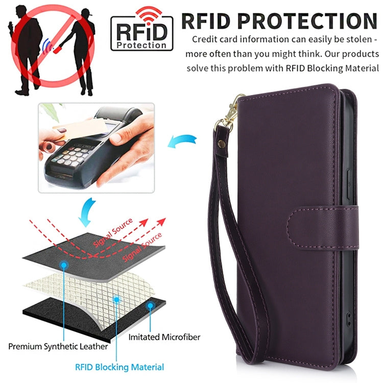 For Samsung Galaxy S24 / S25 5G Multi-Card Wallet RFID Leather Phone Case(Dark Purple) - Galaxy S24 5G Cases by buy2fix | Online Shopping UK | buy2fix