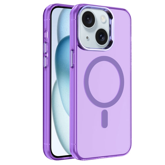 For iPhone 15 Electroplated IMD Magsafe PC Hybrid TPU Phone Case(Purple) - iPhone 15 Cases by buy2fix | Online Shopping UK | buy2fix