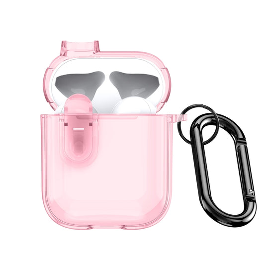 For AirPods 1/2 DUX DUCIS PECL Series Split Transparent Earphone Case with Hook(Pink) - For AirPods 1/2 by DUX DUCIS | Online Shopping UK | buy2fix