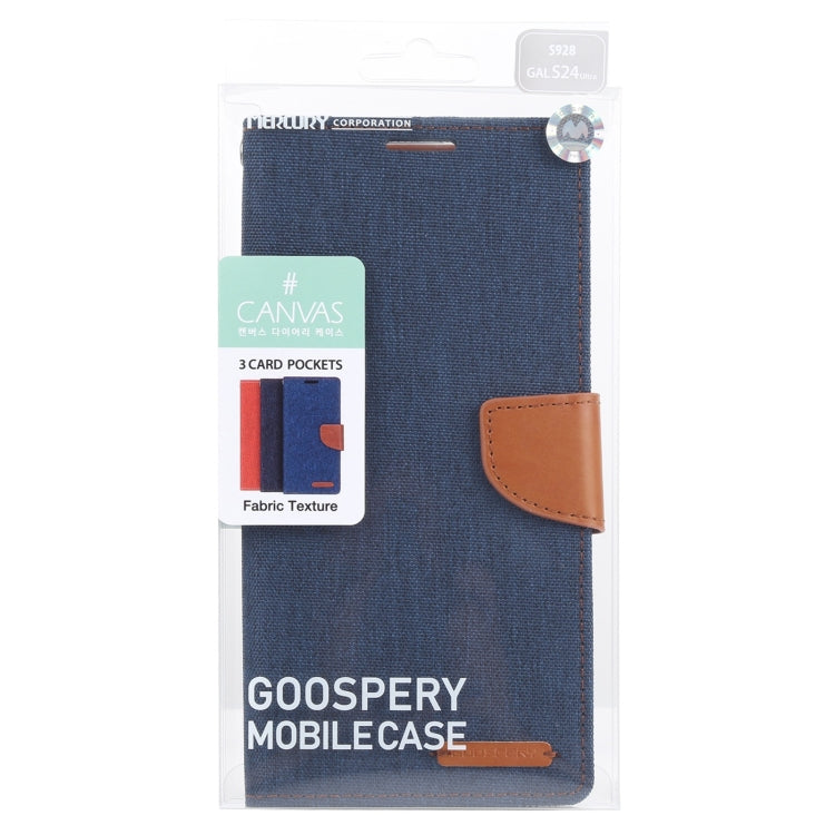 For Samsung Galaxy S24 Ultra 5G GOOSPERY CANVAS DIARY Fabric Texture Flip Leather Phone Case(Navy Blue) - Galaxy S24 Ultra 5G Cases by GOOSPERY | Online Shopping UK | buy2fix